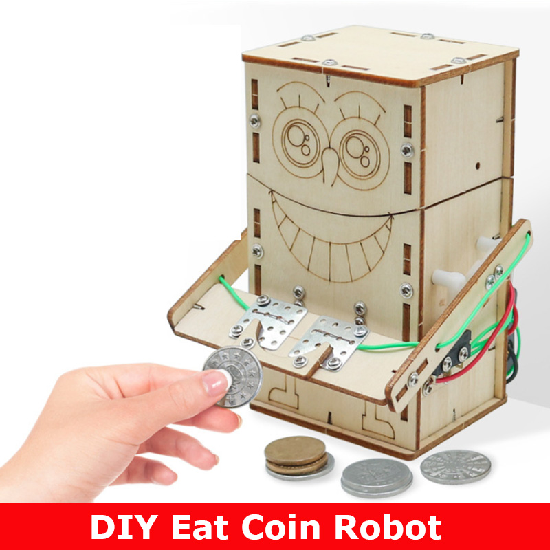 Science Diy Model - Ahşap Elektrikle Çalışan Yemek Para Robotu