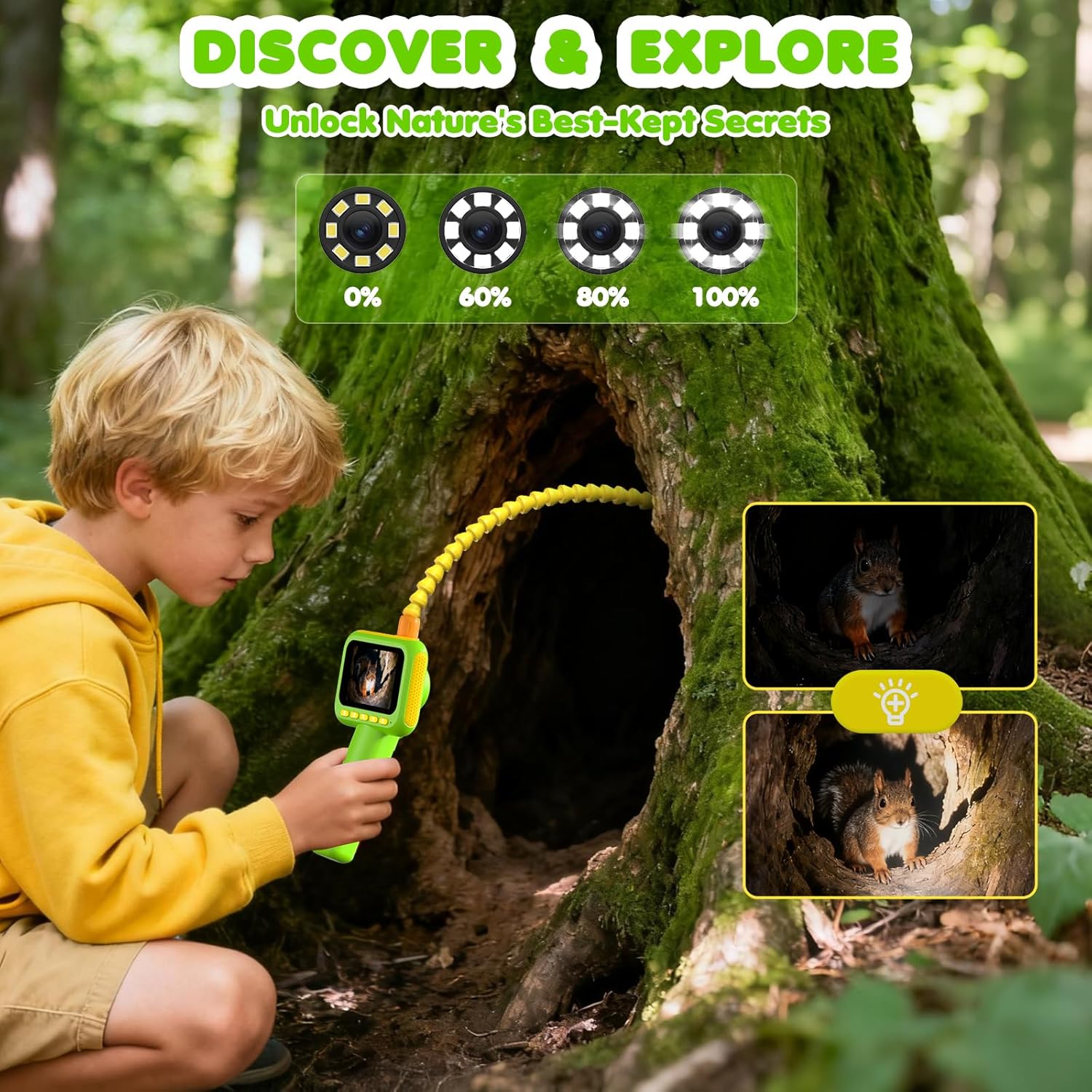 Science Kit - Çocuklar için Endoskop, Işıklı Borescope Yılan