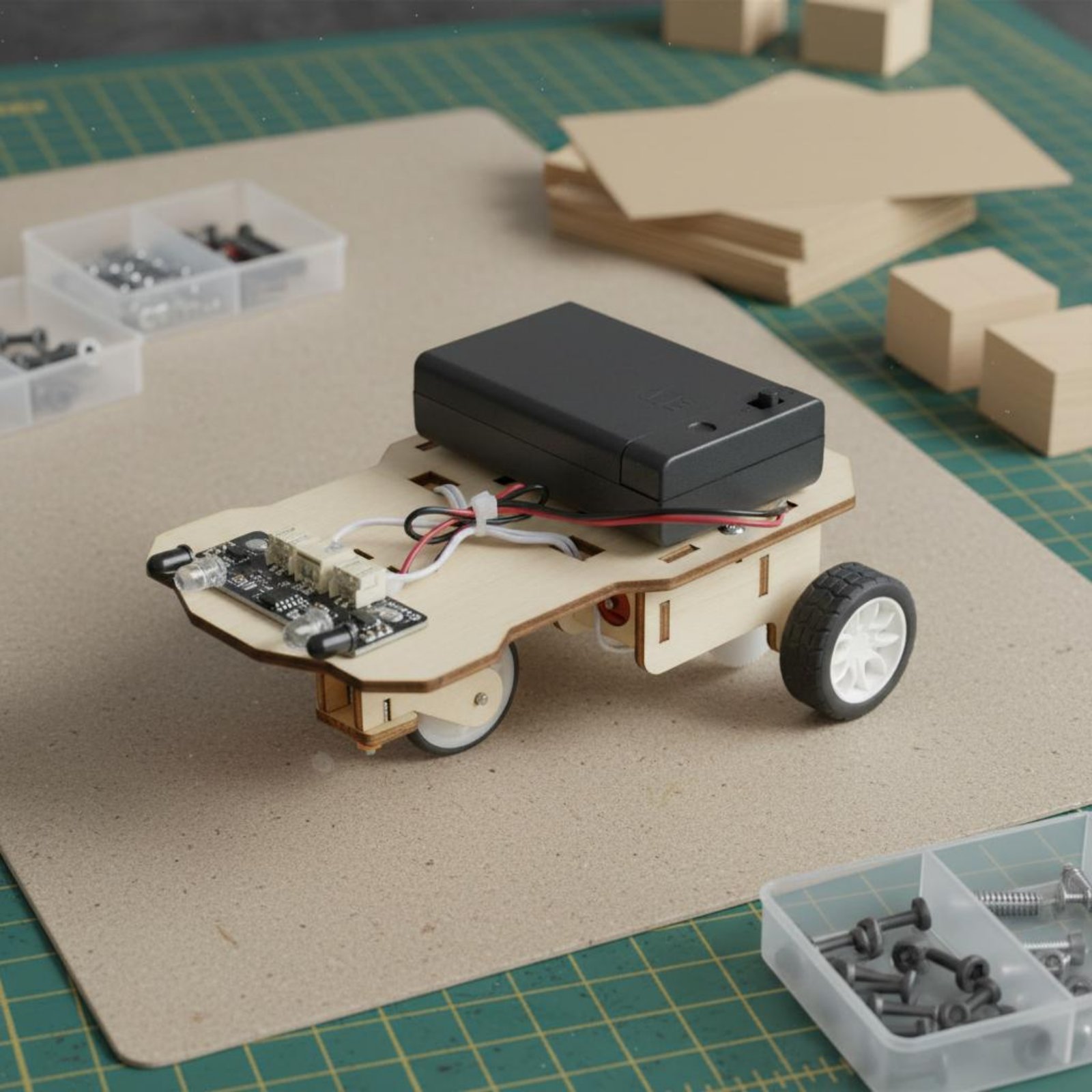 Science Robotics - Ahşap Akıllı Araç Kiti Bilim ve